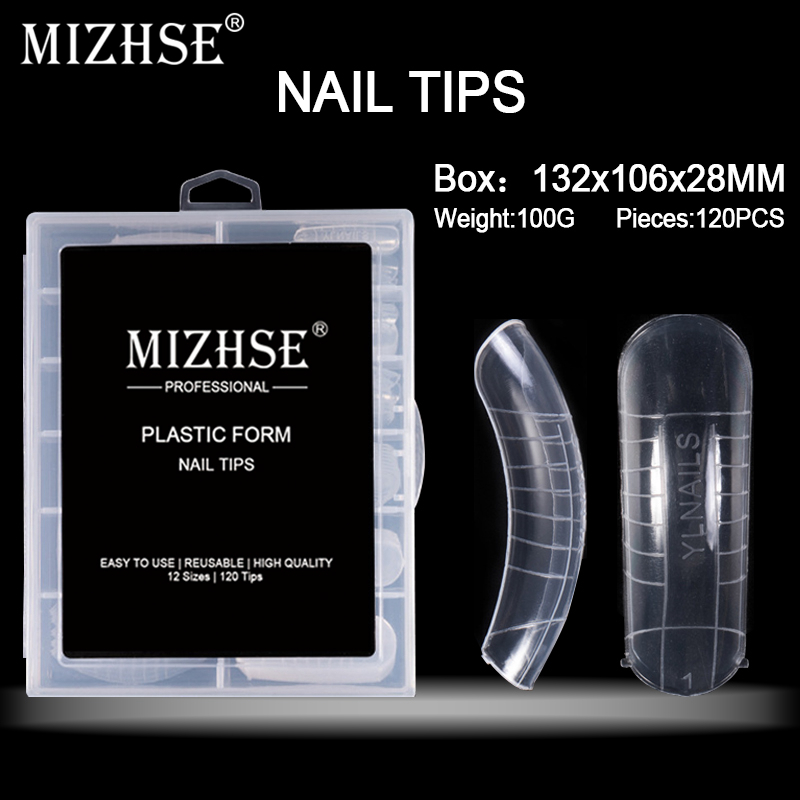 

MIZHSE 120 Pcs Quick Building Mold Tips Finger Extension Artificial Fake Acrylic Nails Art Manicure Tools False Nails, Brush