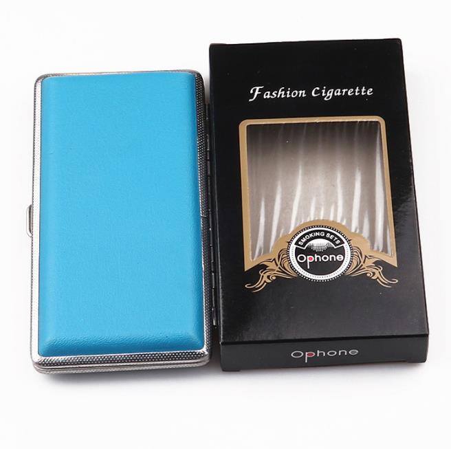 

New Long Leather Pack Metal Cigarette Box Personality Fashion Cigarette Protection Box with Independent Carton Packaging