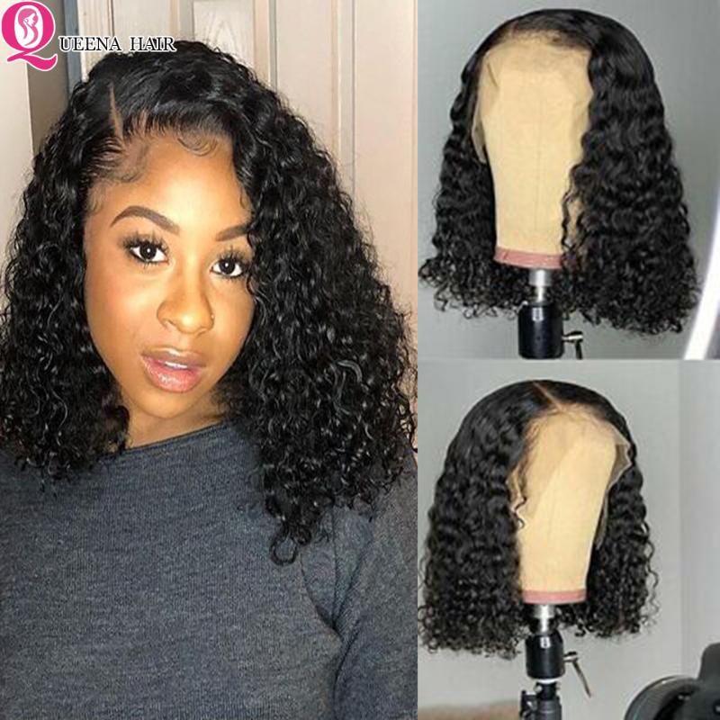 

Peruvian Short Curly Human Hair Wigs 13x4 13x6 Bob Transparent & Brown Lace Front Wig Remy Pre plucked 360 Lace Frontal Wig 150%, As pic