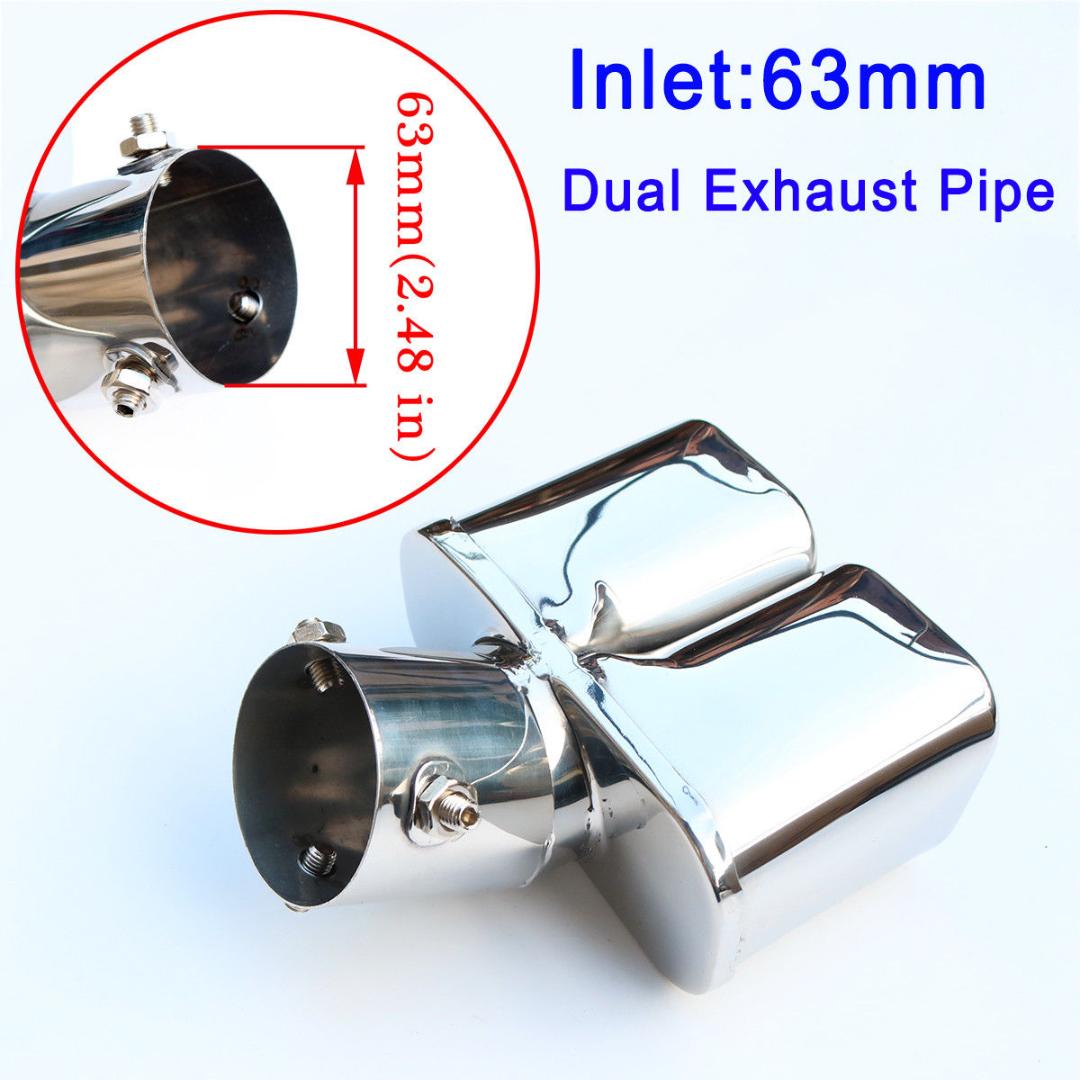 64mm Red Car Auto Exhaust Pipe Tail Muffler Tip Stainless Steel 160mm