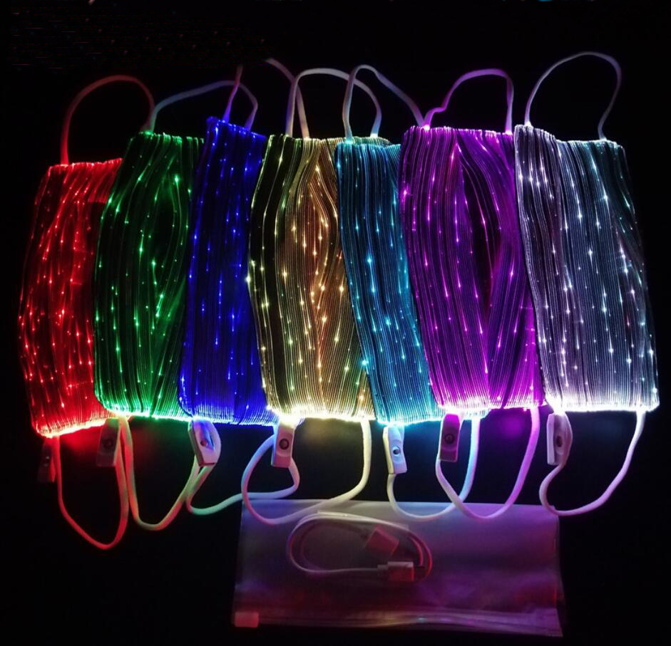 Cotton Dustproof Mouth Face Mask Halloween Mask USB LED Light Up Funny Masks Festival Cosplay Costume Supplies Party Mask Cycling face masks