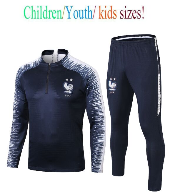 

High Quality Low price Jogging Survetement football Kids Maillot de Foot survetement 2018 cup Youth Equipe de france tracksuits shirt, Black