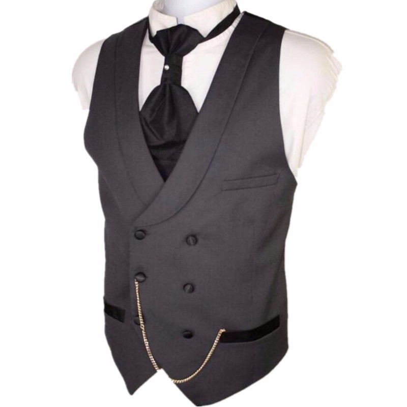 

Custom Made Dark Gray Men Suit Vests Slim Fit Formal Waistcoat For Man Wedding Prom Vest double-breasted, Charcoal
