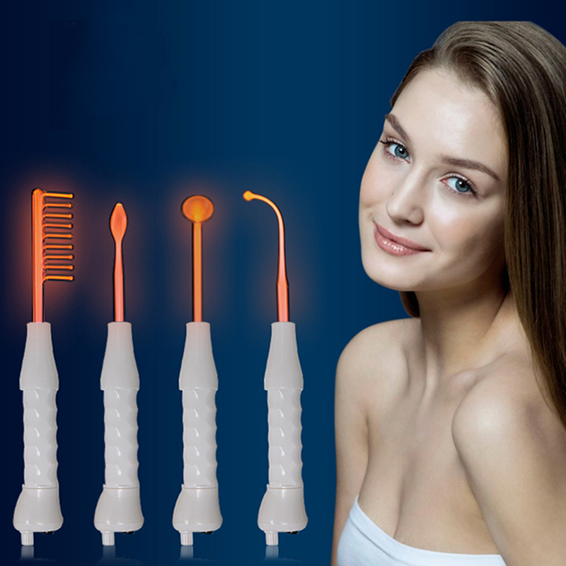 4 In 1 Portable High Frequency Electrode Wand Electrotherapy Glass Tube Beauty Device Spot Remover Facial Skin Care Spa-image-532555796
