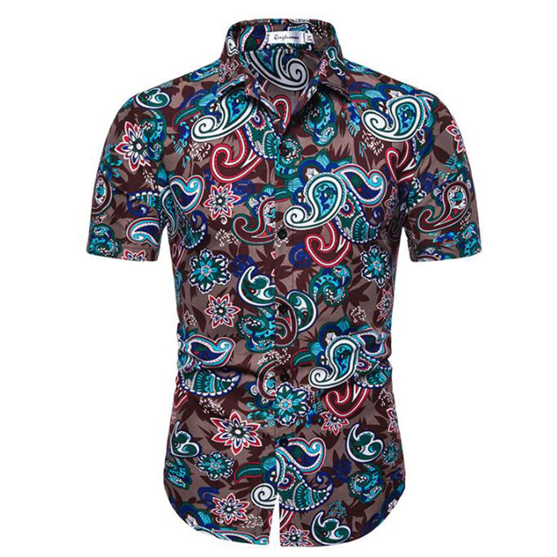 

MODA VELOCE Hawaii Style Shirt Men Shirts Short Sleeve 2020 Men Short Sleeve Shirts Cotton