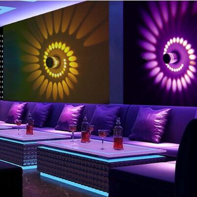 

Led Wall Lamp RGB Spiral Hole 3W Dimmable Spiral Lamp With Remote Control Surface Install Mini Light For Game Room Bar