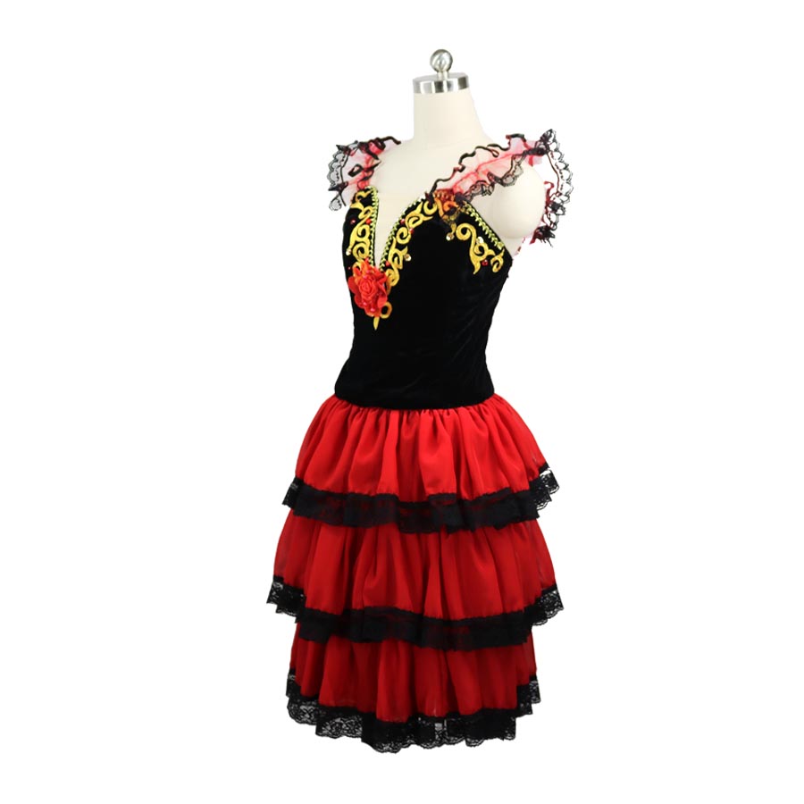 

Stage Wear girls Don Quixote Variations Black red dress Three-layer chiffon Adult Professional Ballet Spanish Dance Costume Kitri Dance Ballet skirt women JNBL09