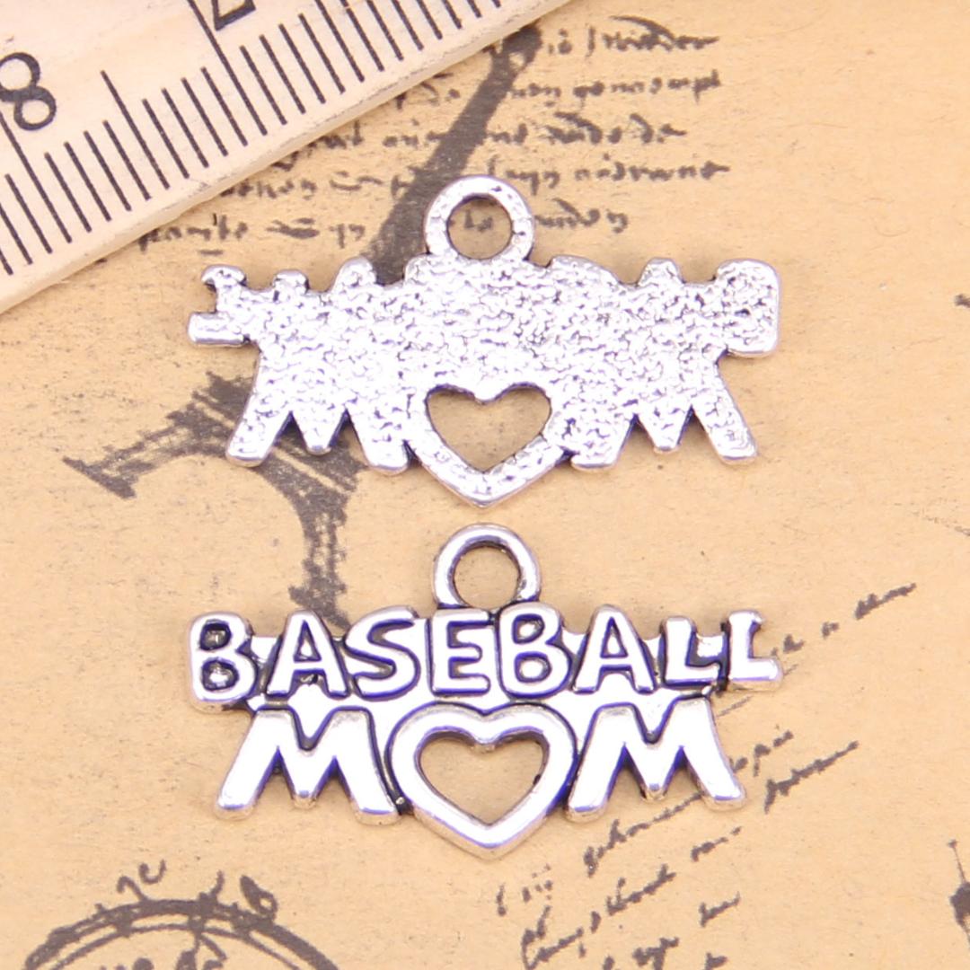 10pcs Baseball Mom Charms silver tone Baseball Mom Charms pendants 15x26mm