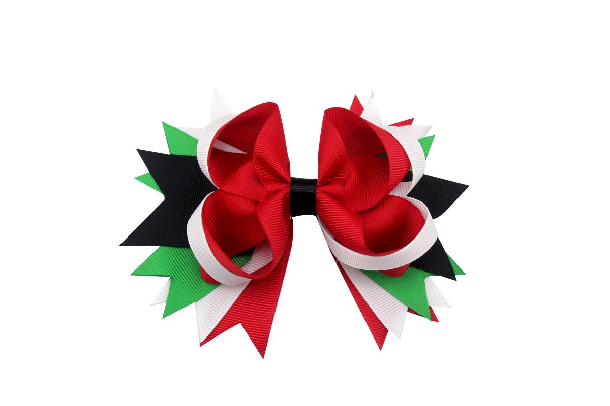 

5 inch layered ribbon hair bows fashion stacked hair clip for girls, Green