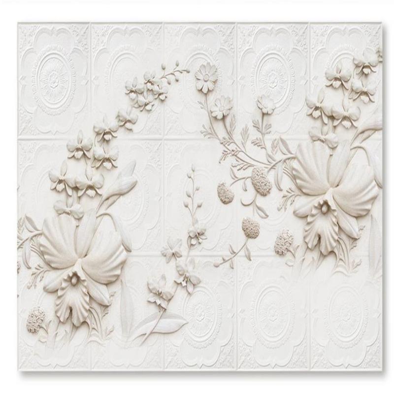 

3d stereoscopic wallpaper Jane European relief orchid 3d stereo wallpapers TV background wall, As pic