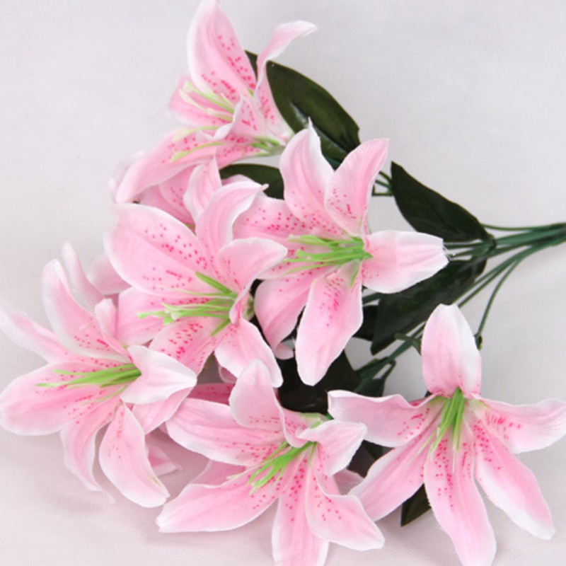 

New Flower Artificial Lilies Bouquet 10 Heads Wedding Floral Home Decor Flower Real Touch Wedding Bouquet, As the picture shown