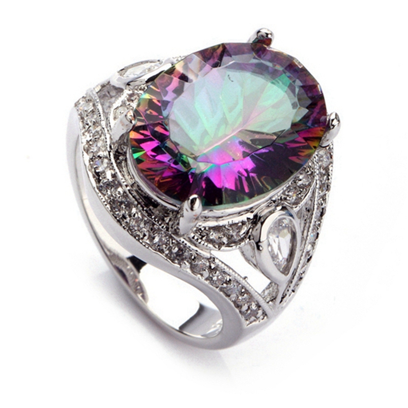 

SHUNXUNZE dropshipping best sell wedding rings Jewelry for men and women Rainbow Cubic Zirconia Rhodium Plated R701 size 6 7 8 9 10 11 12 13