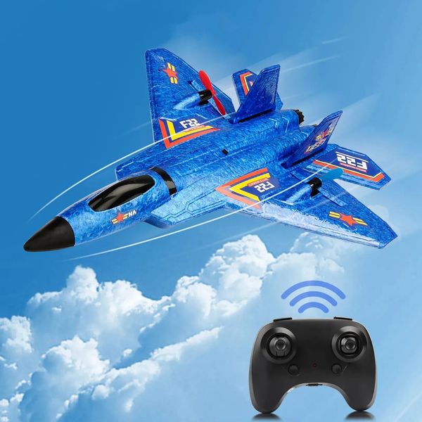 F22 Raptor RC avion 24G 2CH télécommande planeur volant avec lumières LED EPP mousse avion jouets pour enfants cadeaux 240110