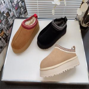 F23 Tazz Dames Laarzen Tasman Slippers Kastanjebont Zwarte schapenvacht Muiltjes vrouw Heren Ultra Mini platformlaarzen Schoenen Suède Bovenwerk Comfort Herfst Winter Enkellaarsjes