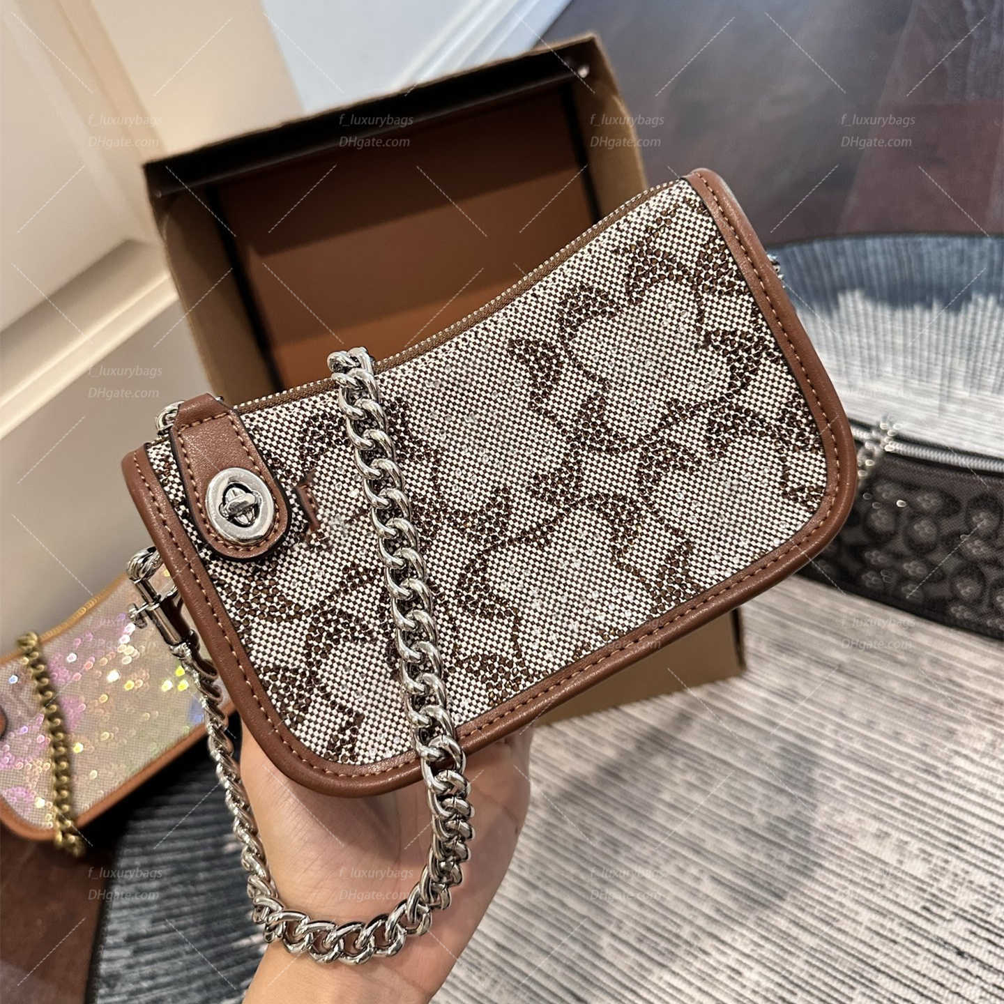 Rhinestone Swing zip Laurel hobo teri shoulder bag Womens men Designer bag Luxury soho flap tote handbag canvas Leather bag 10A makeup Clutch Crossb