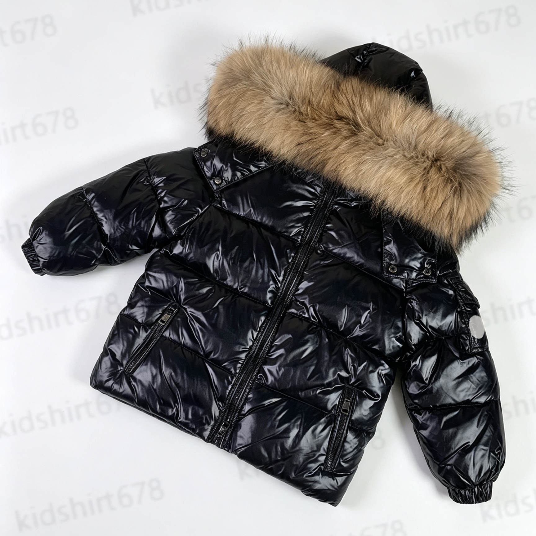 New fashion designer children's hooded sweatshirt with fur collar kids coat baby down jacket 100% down filled top multi-color girls' and b