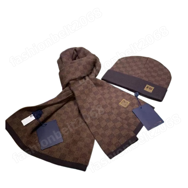 Gorro de diseñador para hombre, gorro y bufanda, conjunto de lana y Cachemira, informal, versátil, Simple, diario, cálido, para uso diario, gorro