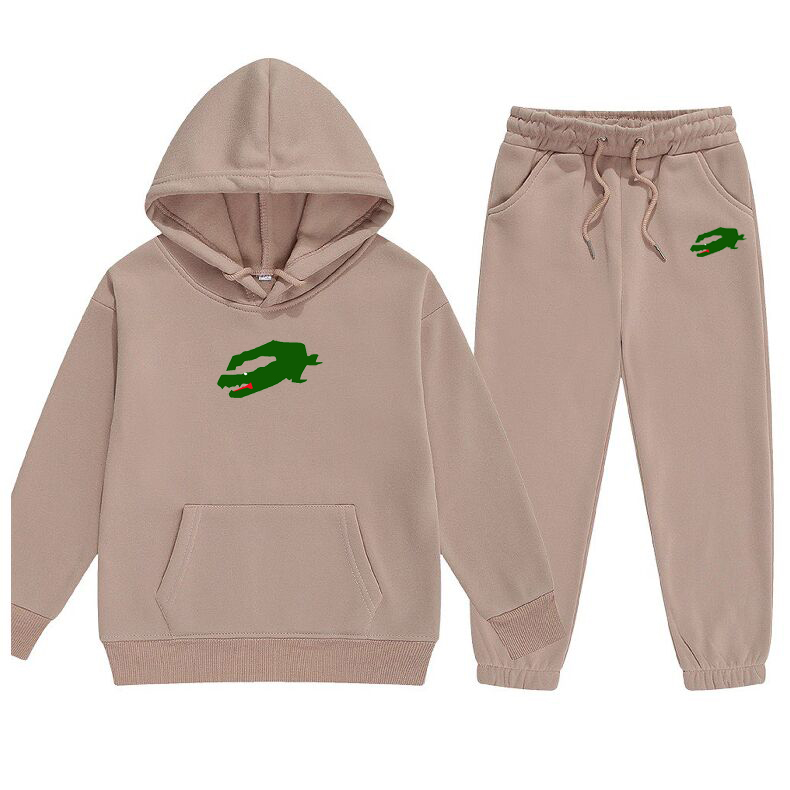 Autumn Winter Fashion Animal Print Hoodie Pants Suit Girl Cotton Sweatshirt Sets Boys Pants Suits Children's Brand Clothing