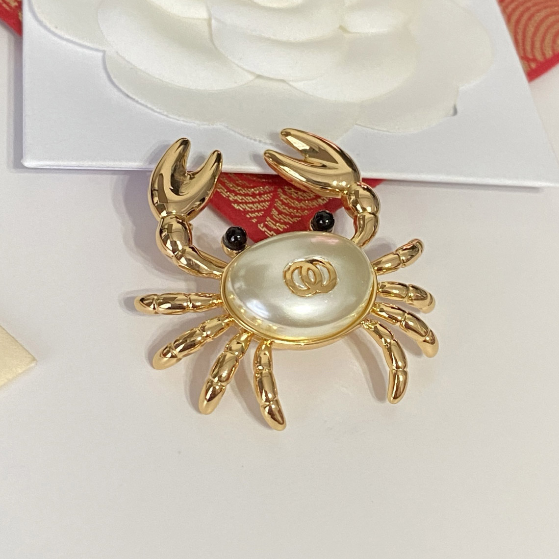 Men Women's Cute Crab Crystal Pins Brooches Designer Letter Gold Plated Copper Pearl Pin Christmas Gift Party Fashion Jewelry Love Top Quality