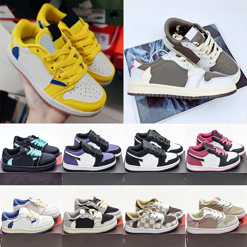 2026 Designer 1s LOW Kids Shoes Athletic Children Outdoor Sneaker Triple White Black Gold Red Laser Blue Toddler girls boys kid Child trainer Sports