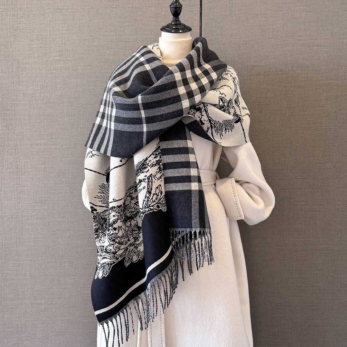 Cashmere New Winter Scarf Women New Design Warm Long Tassel Scarves Female Duplex Print Shawl Thick Foulard BufandaT260901 Z260917