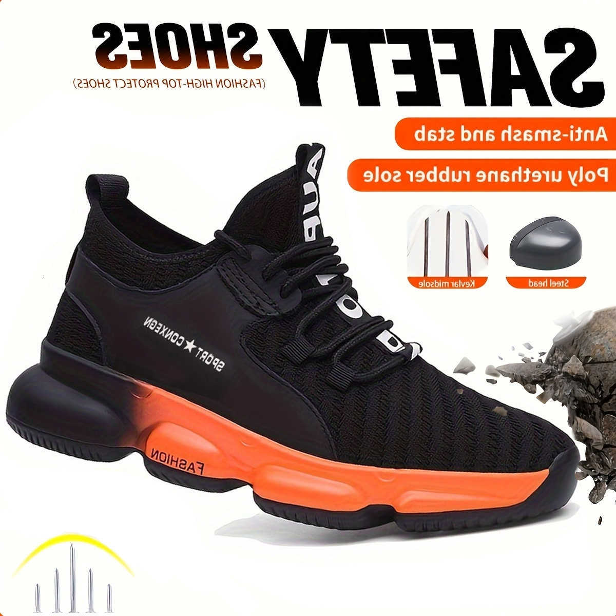 anti-puncture breathable able and Anti-smash comfortable safety shoes D260901