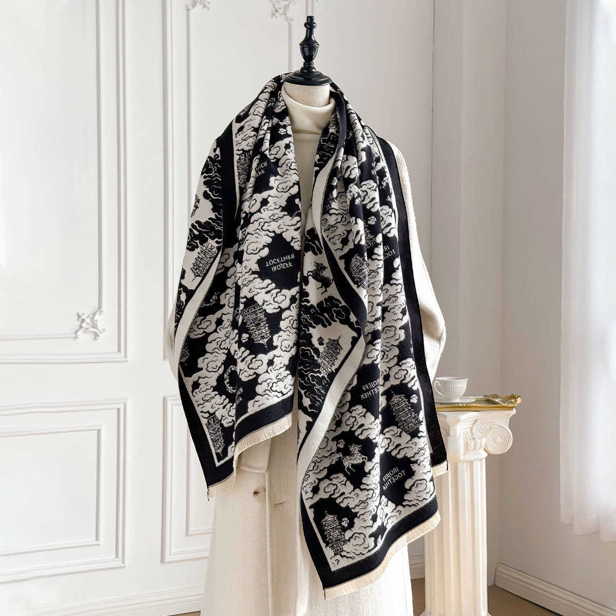New Premium 2025 Printed Women's Faux Cashmere Scarf Winter Cozy Wraps Luxe Thick Blanket Shawls EcharpeT260901 Z260917