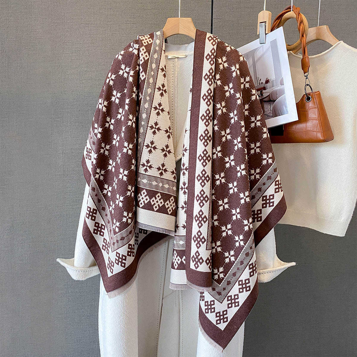 Winter 2025 New Scarf For Women Long Warm Cashmere Scarves Jacquard Lady Shawl Wrap Double Sides Female Bandana ScarfT260901 Z260917
