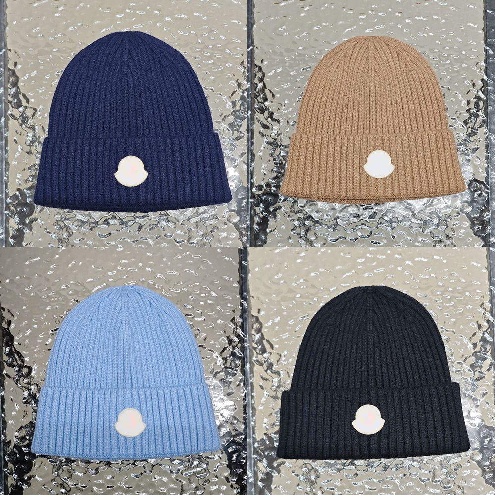Moncllar beanie designer beanie Classic Soft Knit Bonnet Unisex Men Women Autumn Thermal Cap Casual Outdoor Travel Fashion Beanies Black Grey
