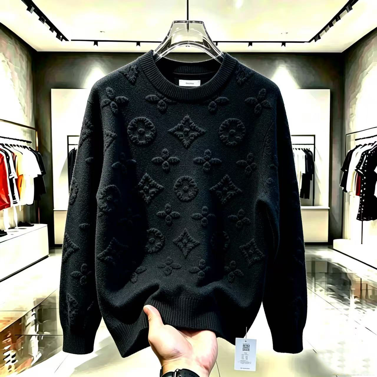 New autumn/winter men's knit fashion light luxury casual versatile sweater, round-neck sweater jacket888