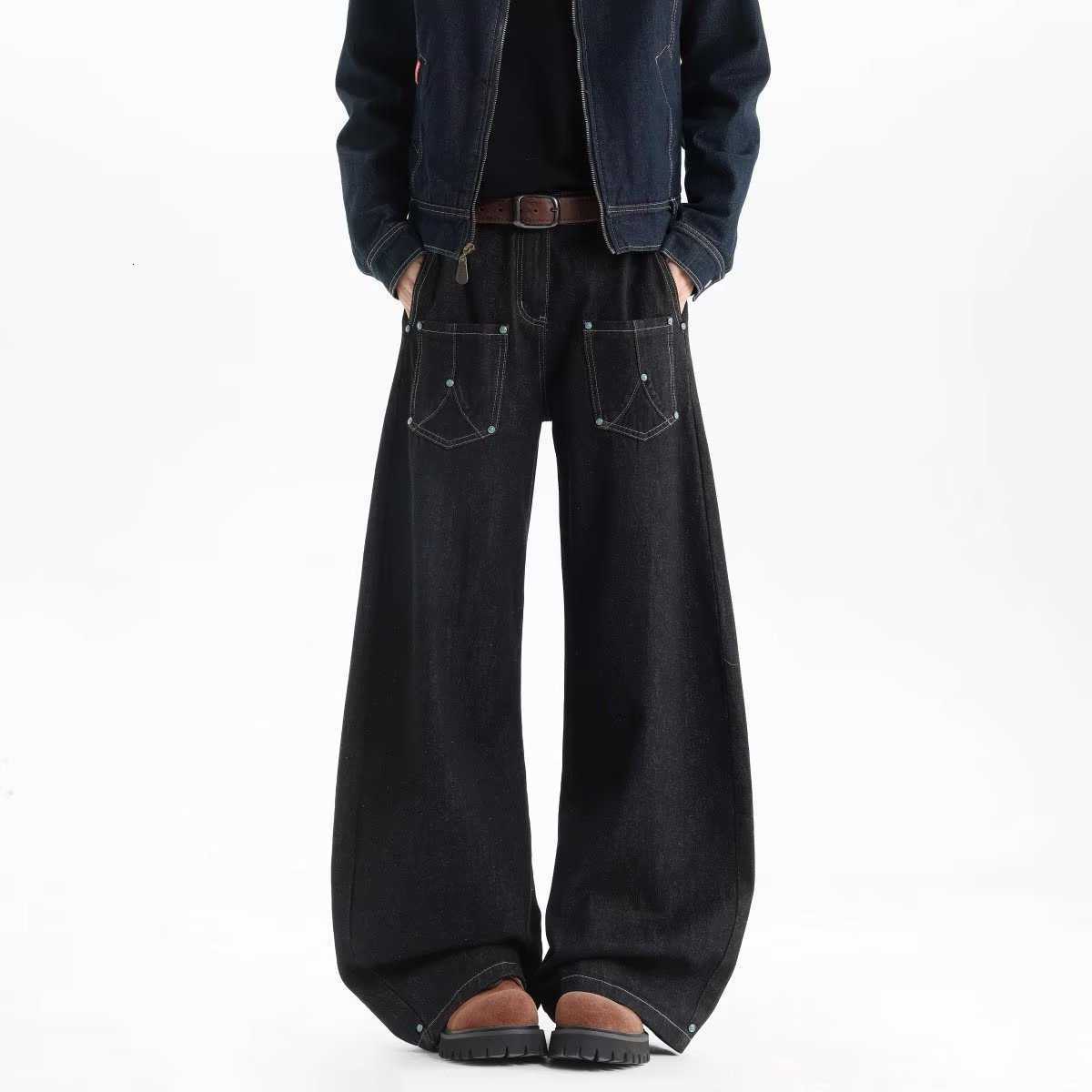 Ropa Y2K New Fashion 2025 Multi Pockets Cleanfit Black Baggy Jeans Pants Men Clothing Straight Casual Denim Trousers Moda Hombre D260902