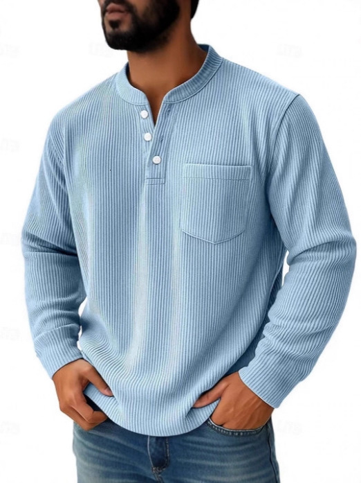 Designer 2026 New European and American Fashion Solid Color Corduroy Three Button Shirt Collar Men's Polo 3b