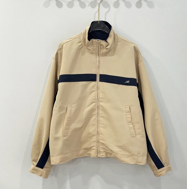 Women's Contrast Color Stand Collar Zip up Jacket Vintage Short Loose Fit Outdoor Windbreaker for Daily Commute And Sporty Style