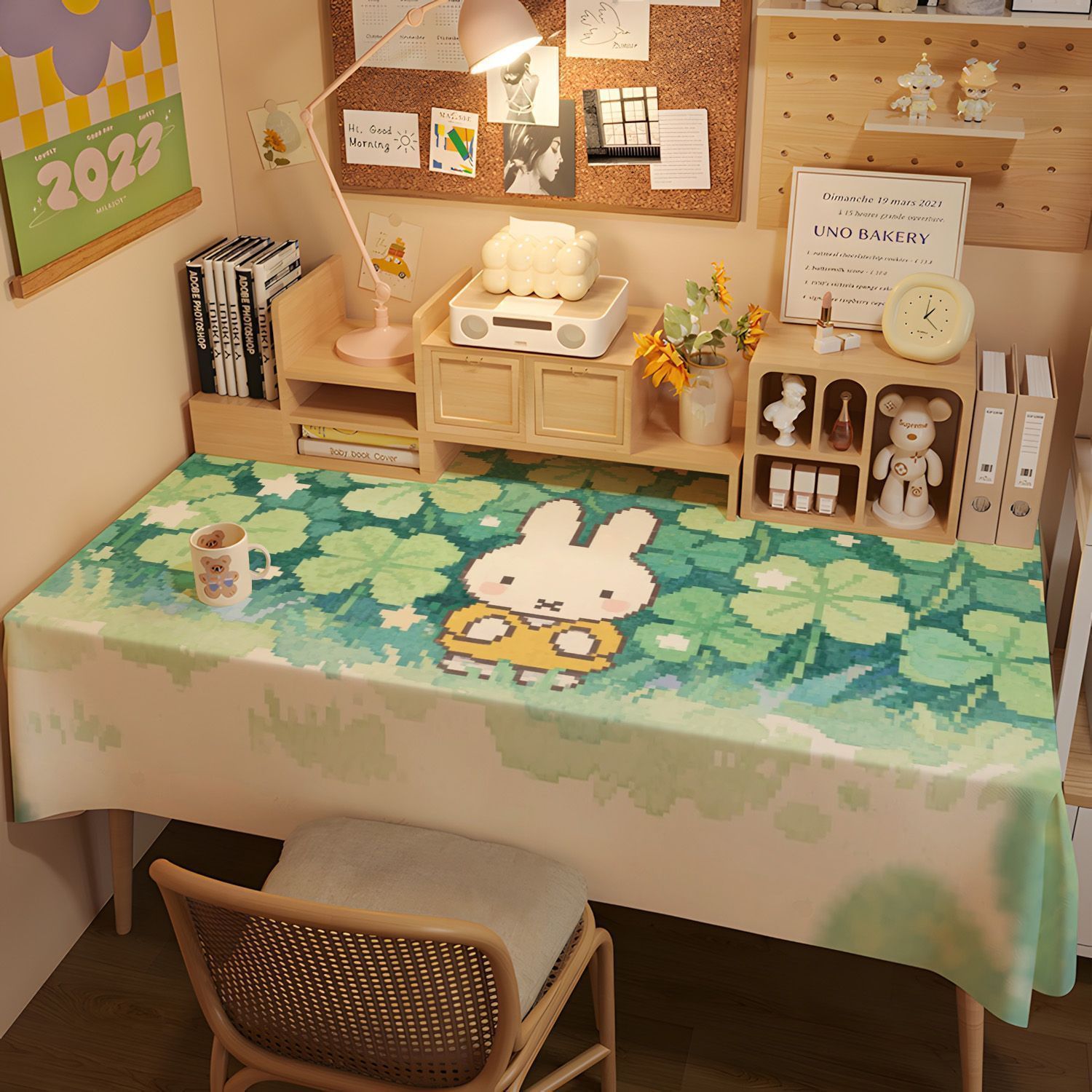 Nappe de décoration de nouvelle pièce sur le thème de la forêt, style dessin animé, anti-poussière et résistante aux taches