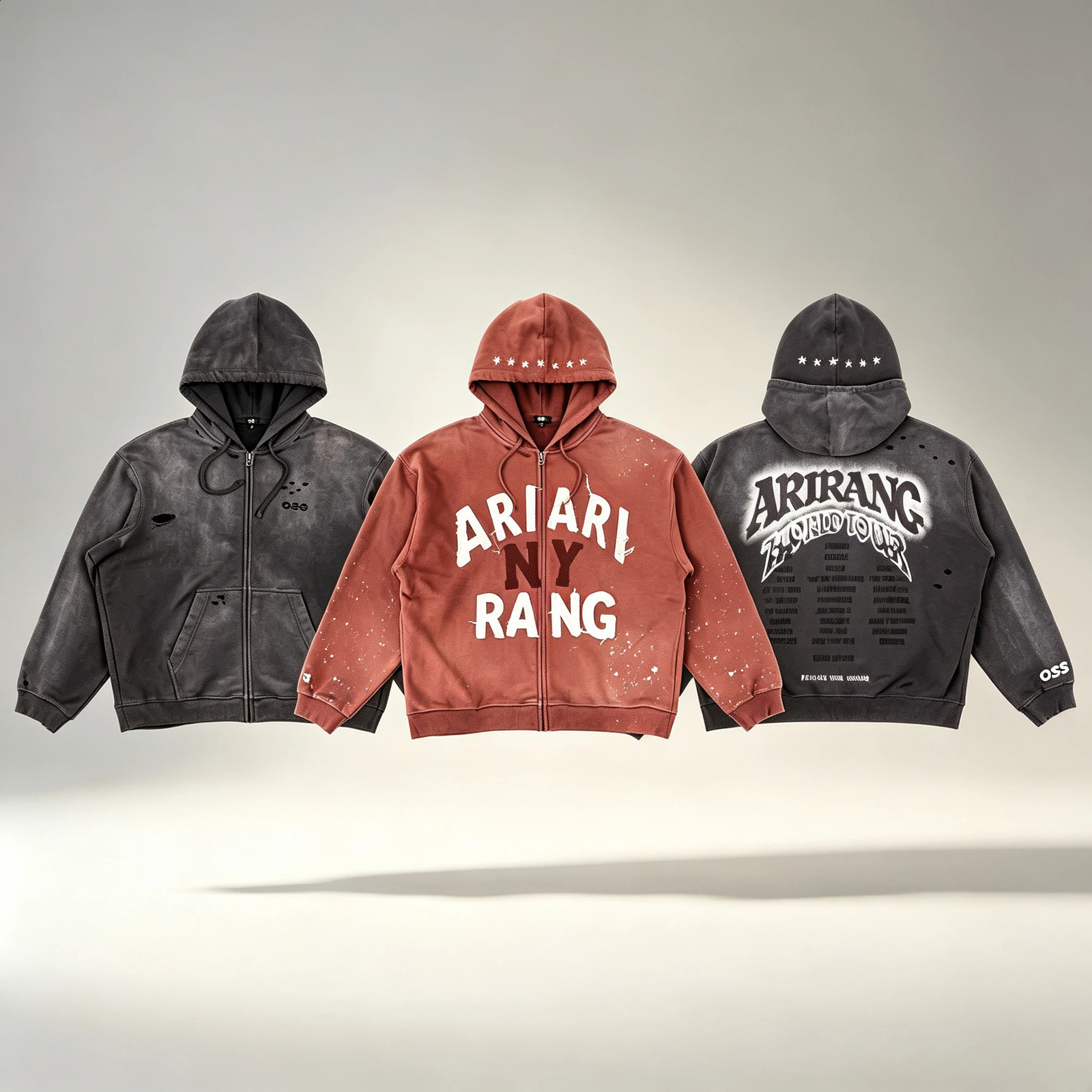 ARIRANG WORLD TOUR Tour Merch Zip Up Hoodie Vintage Washed Oversized Streetwear Unisex Hooded Jacket 260831