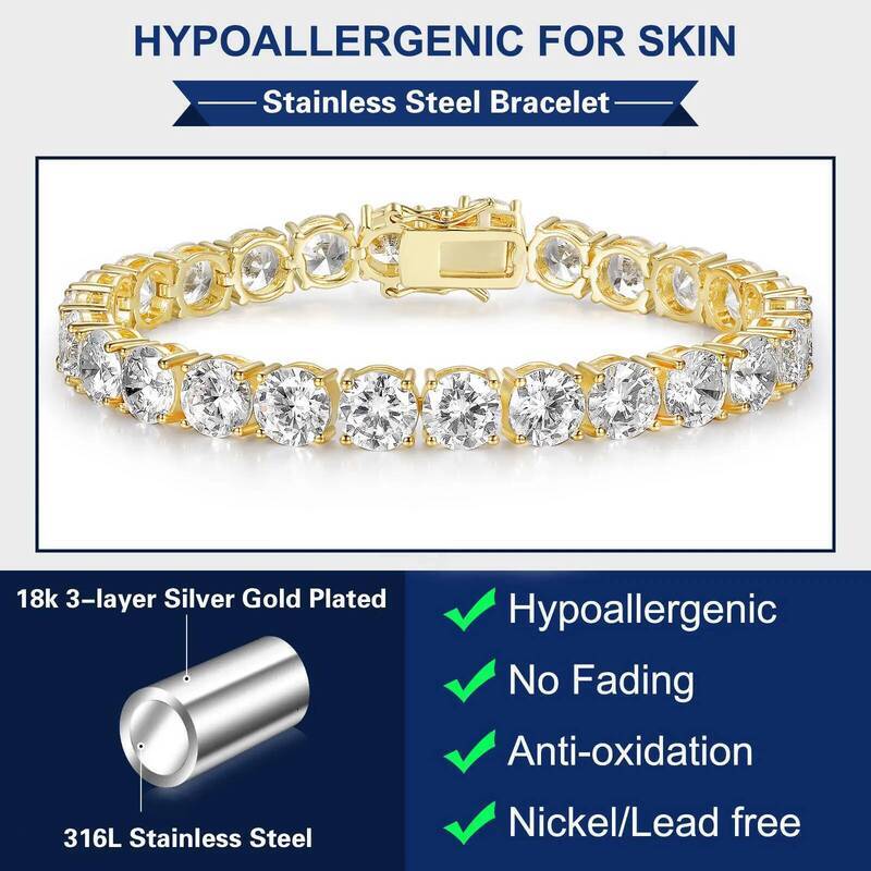 luxury tennis bracelet designer for women white 925 Sterling Silver 6/7mm wide bling diamond bracelets rapper hip hop mens jewelry woman valentines