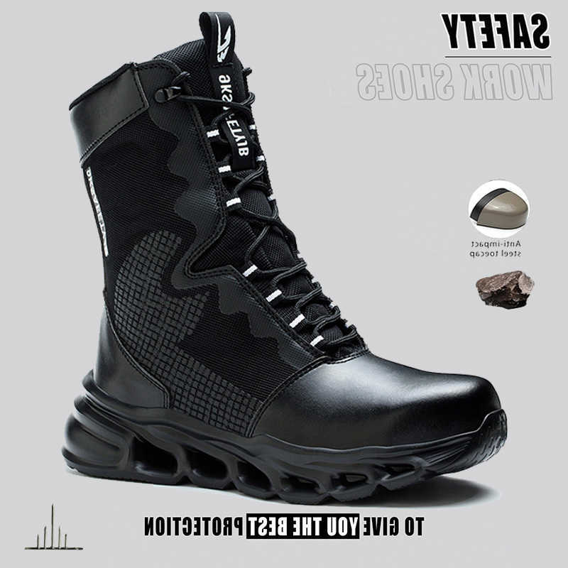 Men Indestructible Work Steel Boots Toe Shoes High-Top Boots Anti Puncture Non Slip Work Shoes Wear-resisting Safety Shoes D260901