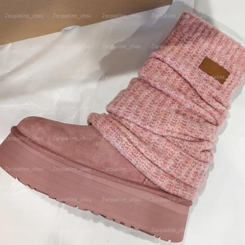 Designer Classic Mini Dipper Jambières Bottes Hiver Puffer Boot Femmes Ultra Mini Plate-forme Sable Véritable Cuir Châtaigne Fourrure De Cheville