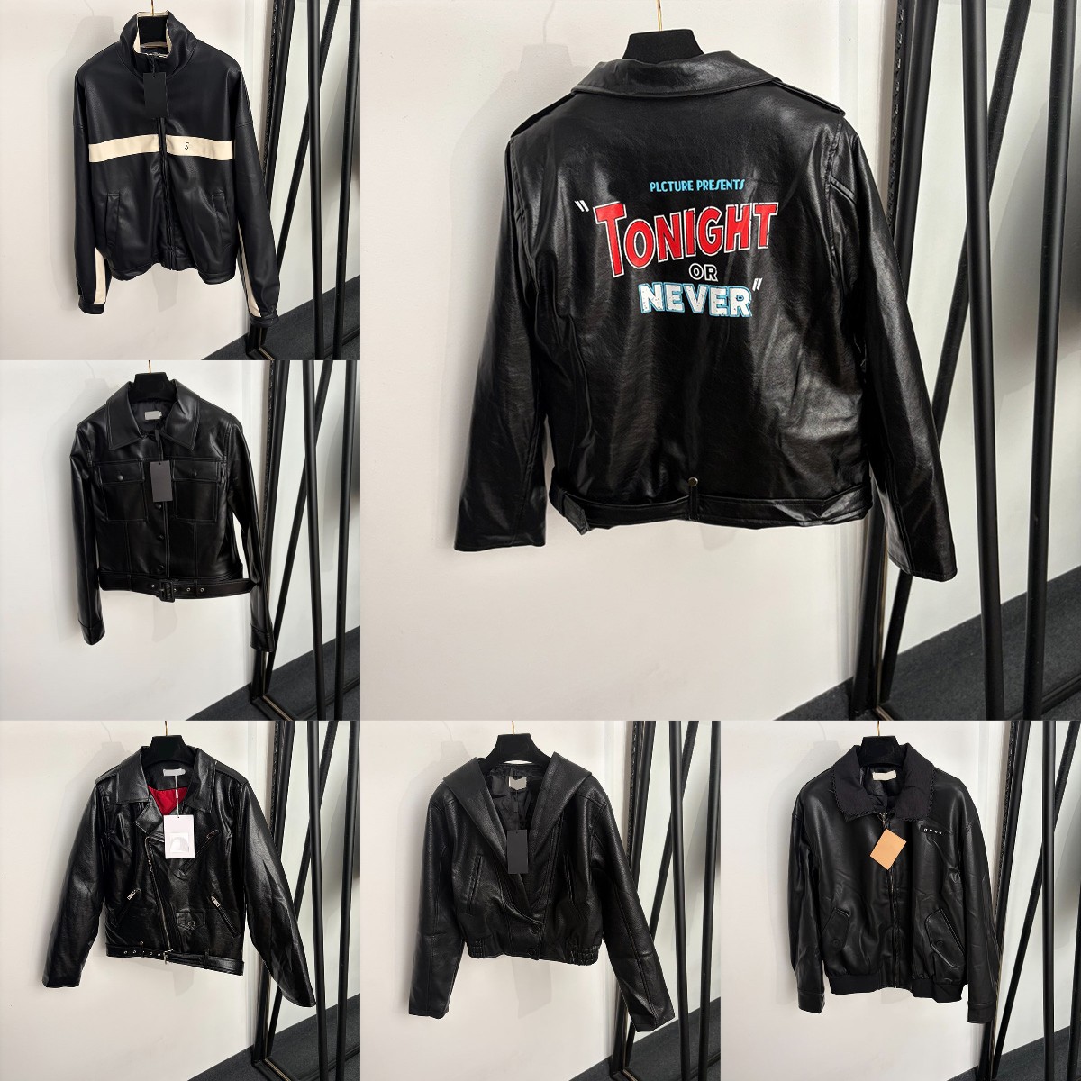 Luxury Women Cropped PU Leather Biker Coat Pattern Printed Slim Fit Vintage Black Windproof Blouson Jacket Autumn Winter Streetwear Vacation Date