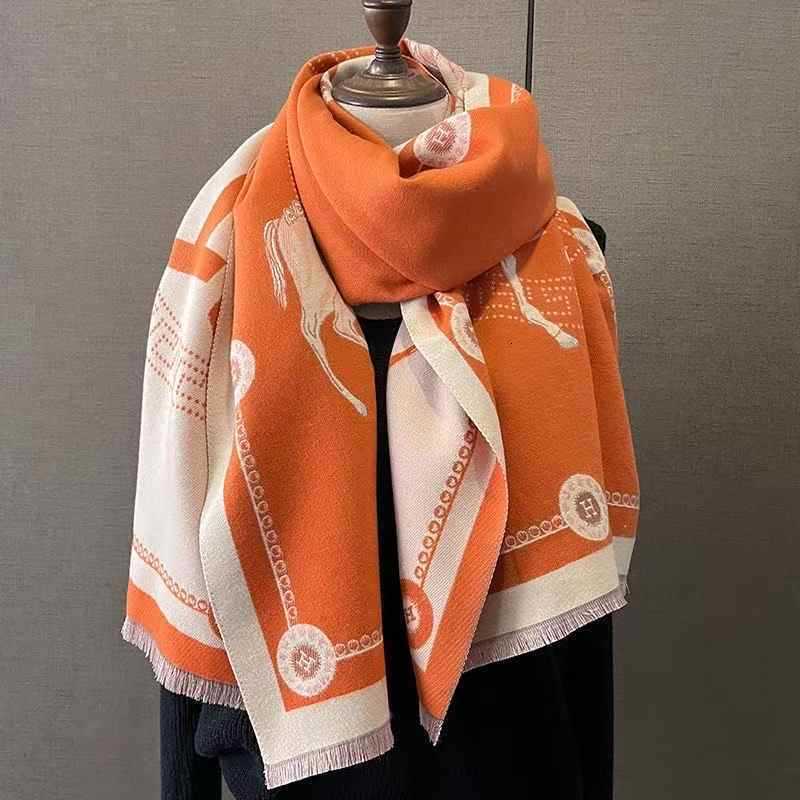 Cashmere Winter Faux Scarf for Women Thickened Warm Little Horse Pattern European And American Style Fashionable 2025 New DesignT260901 Z260917