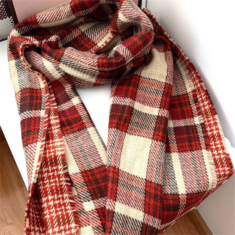 Thickened Scarf 55*200CM for Women Winter Cashmere Soft Shawl Double Sided Warm Scarves Couple Christmas Gift Plaid Long PonchoT260901 Z260917