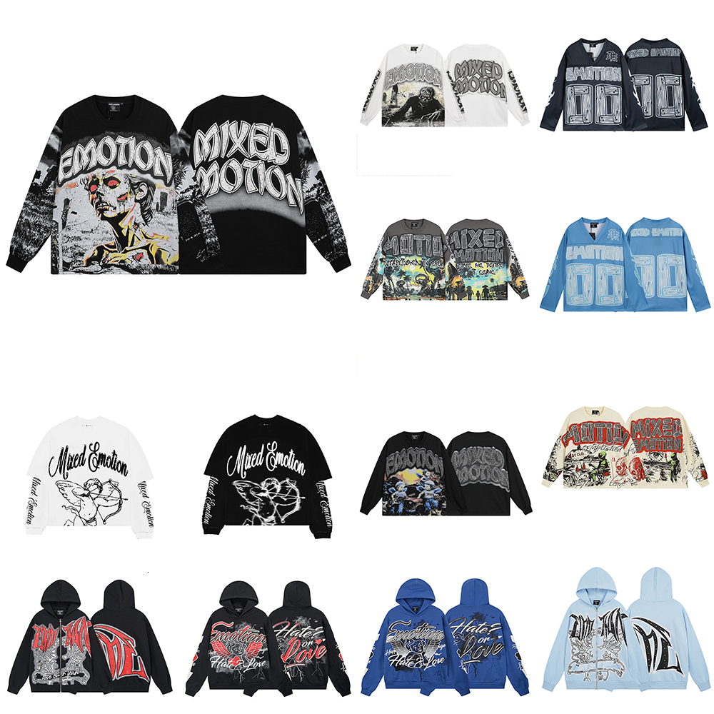 longsleeve mens tshirt designer Mixed Emotions graphic tee homme zip up hoodies and Sweatshirt shorts sleeve t shirts y2k clothes wear Gothic clothi