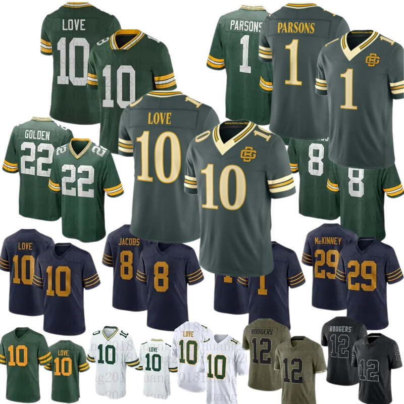 2025 New Love Aaron Josh Jacobs Matthew Golden Micah Parsons Football Jersey Edgerrin Cooper Walker Doubs KRAFT Starr Wicks Musgrave Melton McKinney