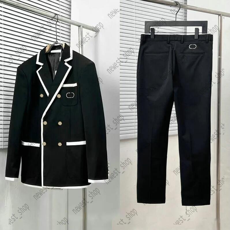 Designer Mens Suits Blazers Sets Western Clothing double Breasted letter print Blazer Color blocking ribbon splicing coats Luxury Slim Fit Suit