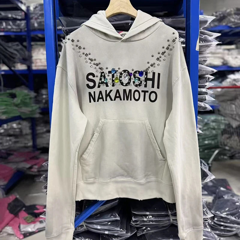 Satoshi Nakamoto Hoodie Washed Vintage Worn Out Letter Print Men Women Loose Fit Cotton Zip Up Hoodie Outerwear Oversized Print Zip Up Hooded Sweats