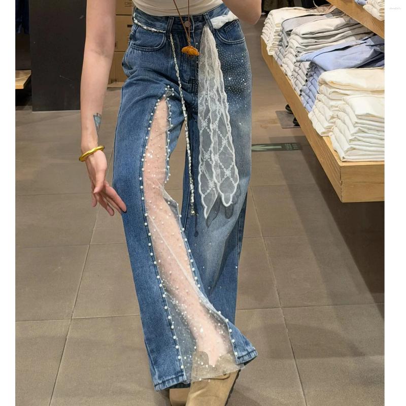 Jeans da donna Pantaloni da donna Pantaloni larghi a zampa d'elefante App. in pizzo