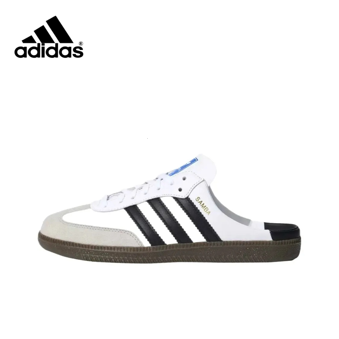 Designer Shoes Adidas Samba Mule On Slide Sandals Men Women Leather Suede Patchwork Three Stripes Non Slip Gum Rubber Sole Retro Street Running Shoe