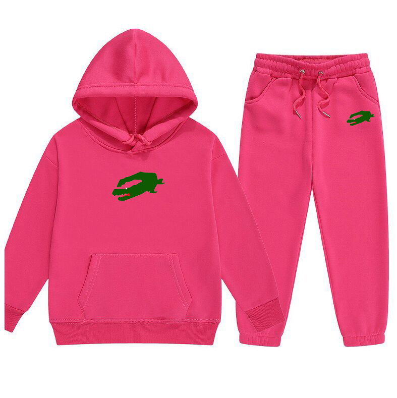 Autumn Winter Fashion Animal Print Hoodie Pants Suit Girl Cotton Sweatshirt Sets Boys Pants Suits Children's Brand Clothing 2-11 Years