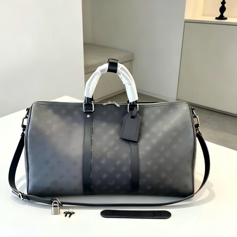 Designer unisexe grand imprimé Duffle sac de voyage en cuir PU poignées supérieures détachable réglable bleu bandoulière week-end salle de sport