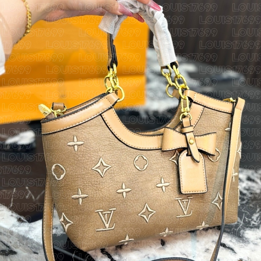 top Luxury Women Fashion Embossed Monogram Hobo Bag Contrast Top Handle Bow Decor Removable Shoulder Crossbody Strap Large Capacity Daily shoulder b